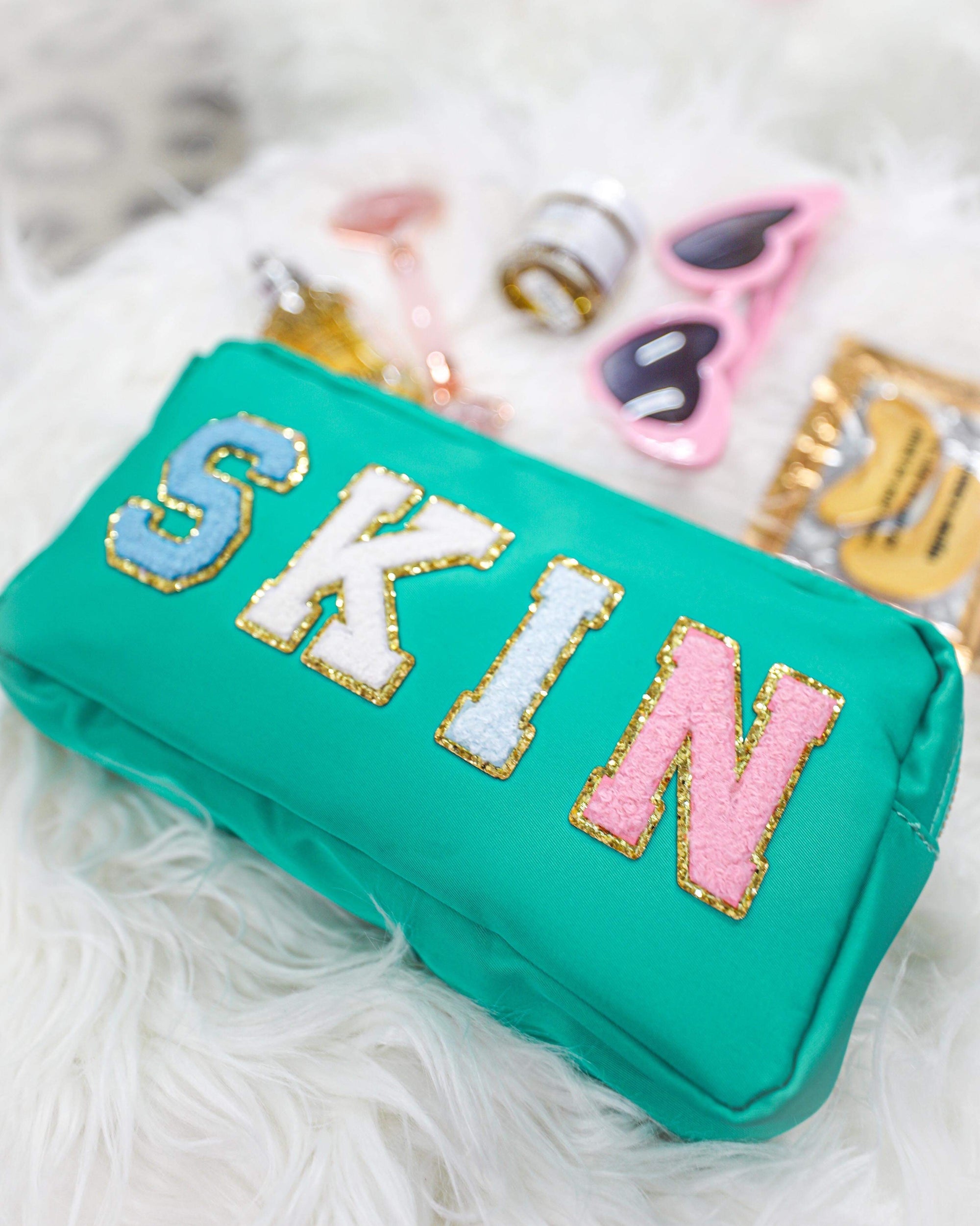 #17 Mint "Skin" Patch Cosmetic Bag - The Lace Cactus