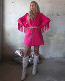 Frenchie Hot Pink  Fringe Tunic Blazer - The Lace Cactus