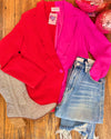 Ultra Hot Pink & Red Colorblock Blazer