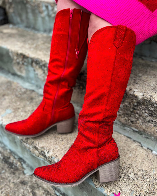 Wilder Red Dew Drop Tall Boots - The Lace Cactus