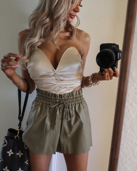 Sweetheart Ivory Satin Crop Top - The Lace Cactus
