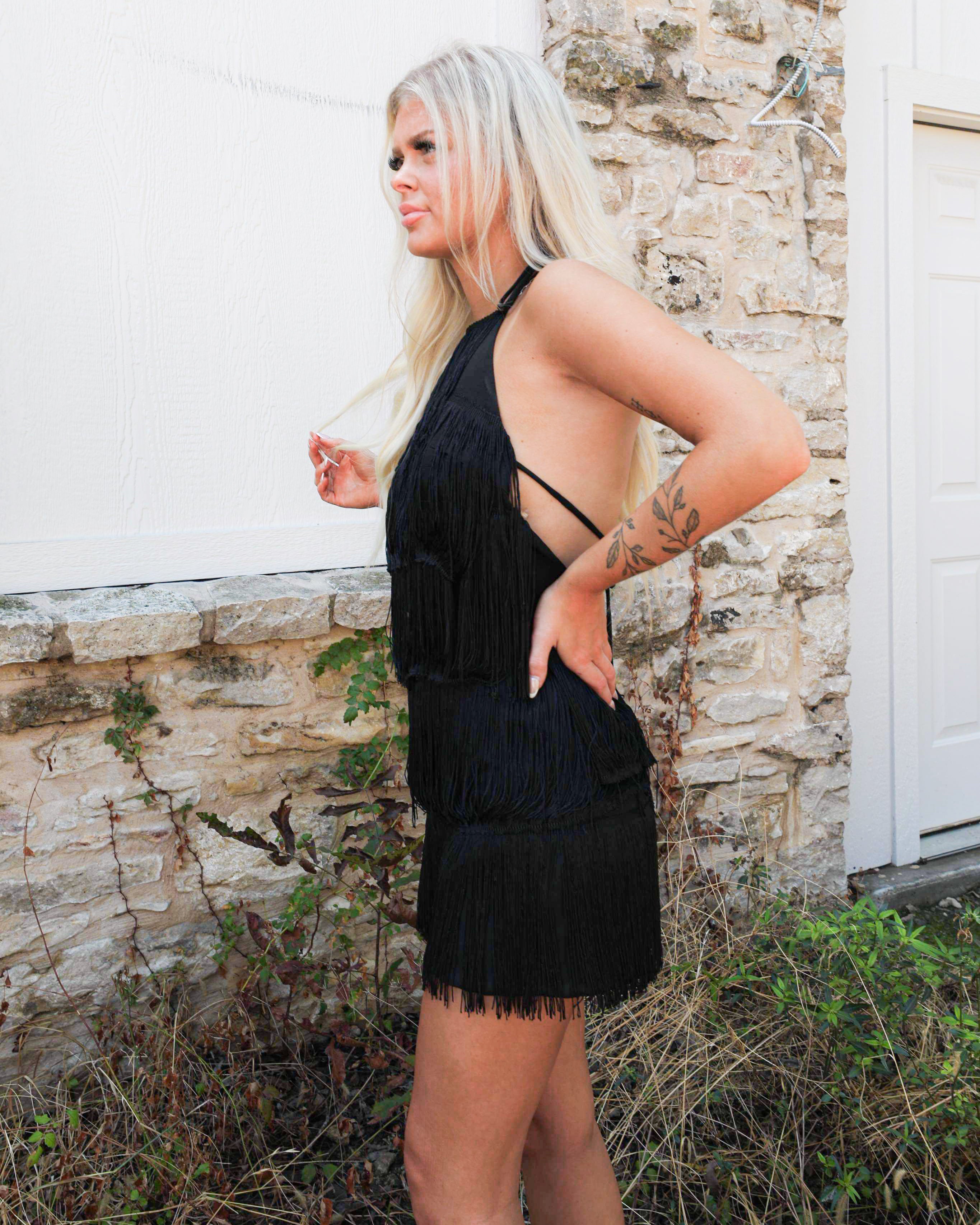 Olette Black Fringe Romper - The Lace Cactus