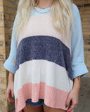 “KC” Blue Multi Color Block Sweater Size: SM - The Lace Cactus