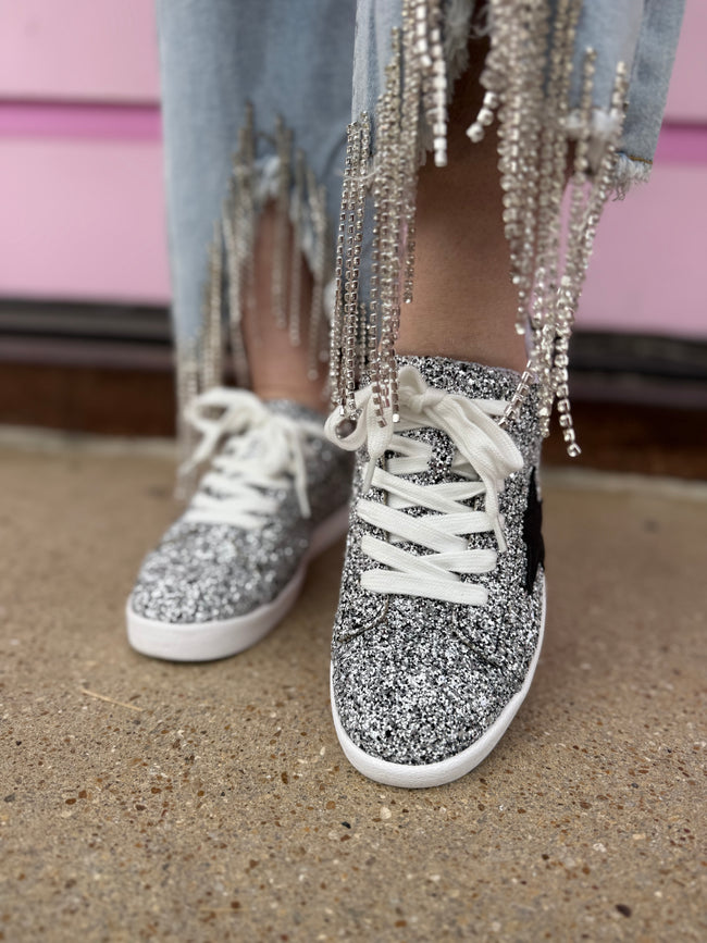 Skylar Silver Star Sparkle Sneaker