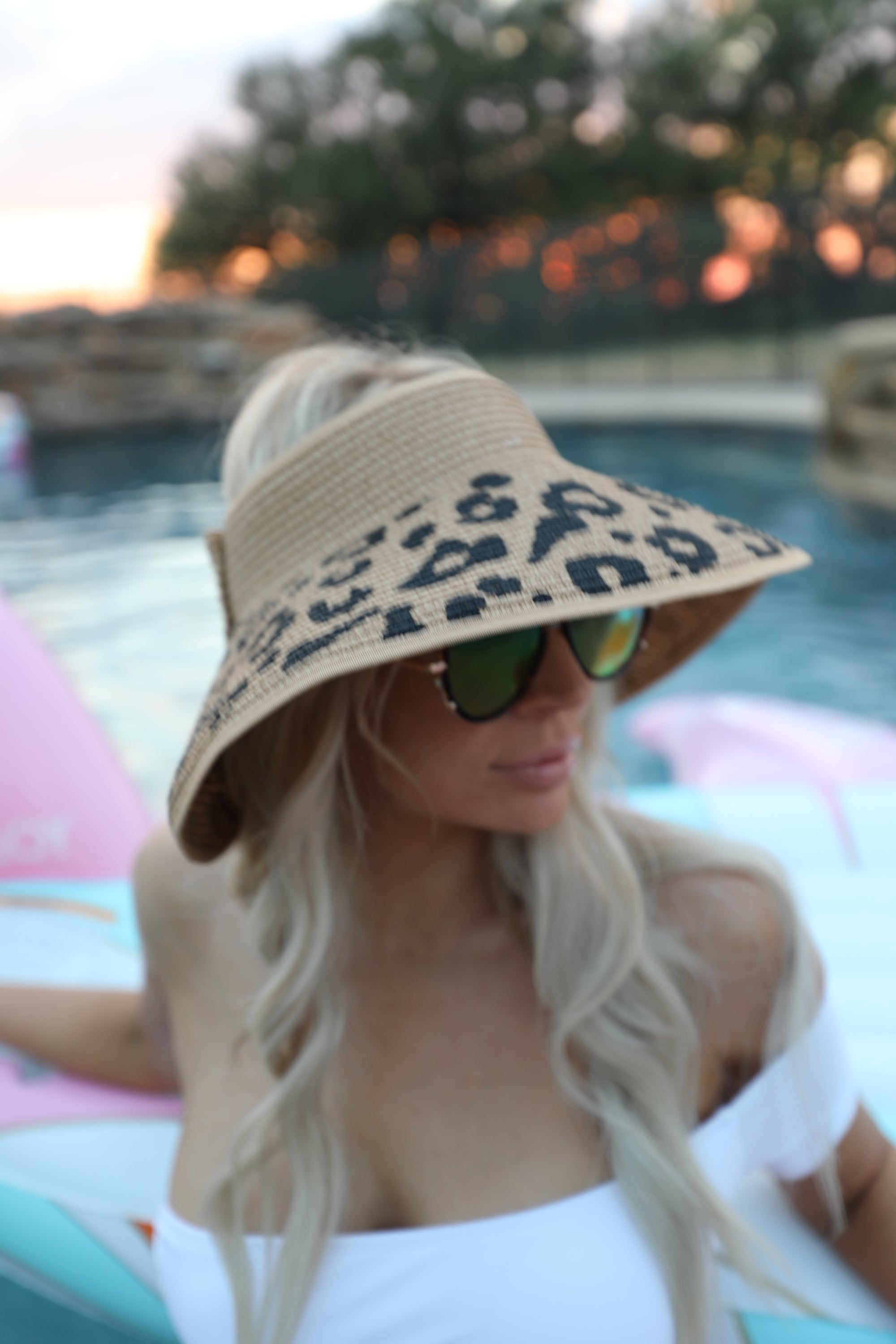 Leopard Straw Visor