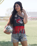 Varsity Red Sequin Fringe Crop Top - The Lace Cactus