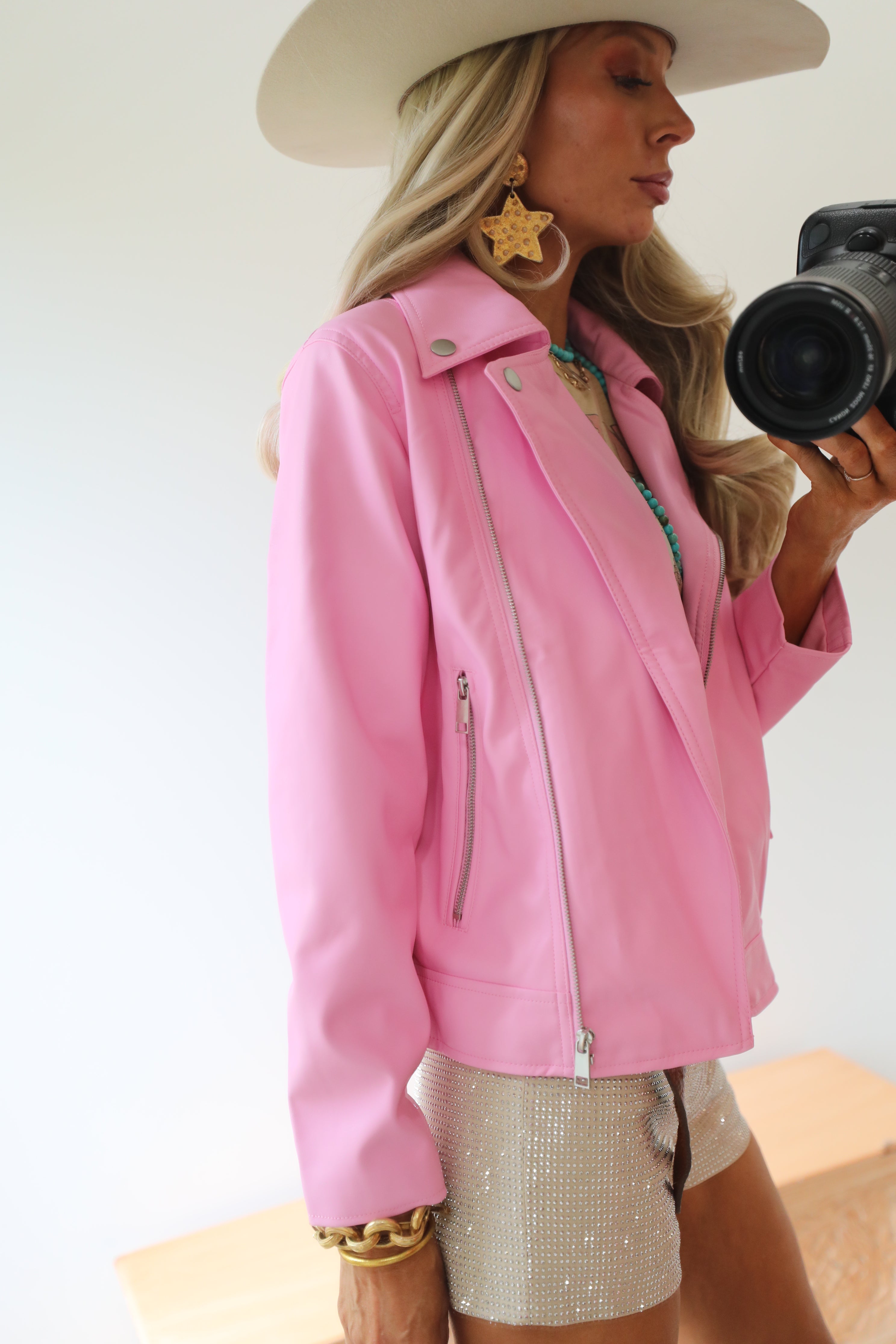 Barbie Pink Vegan Leather Jacket