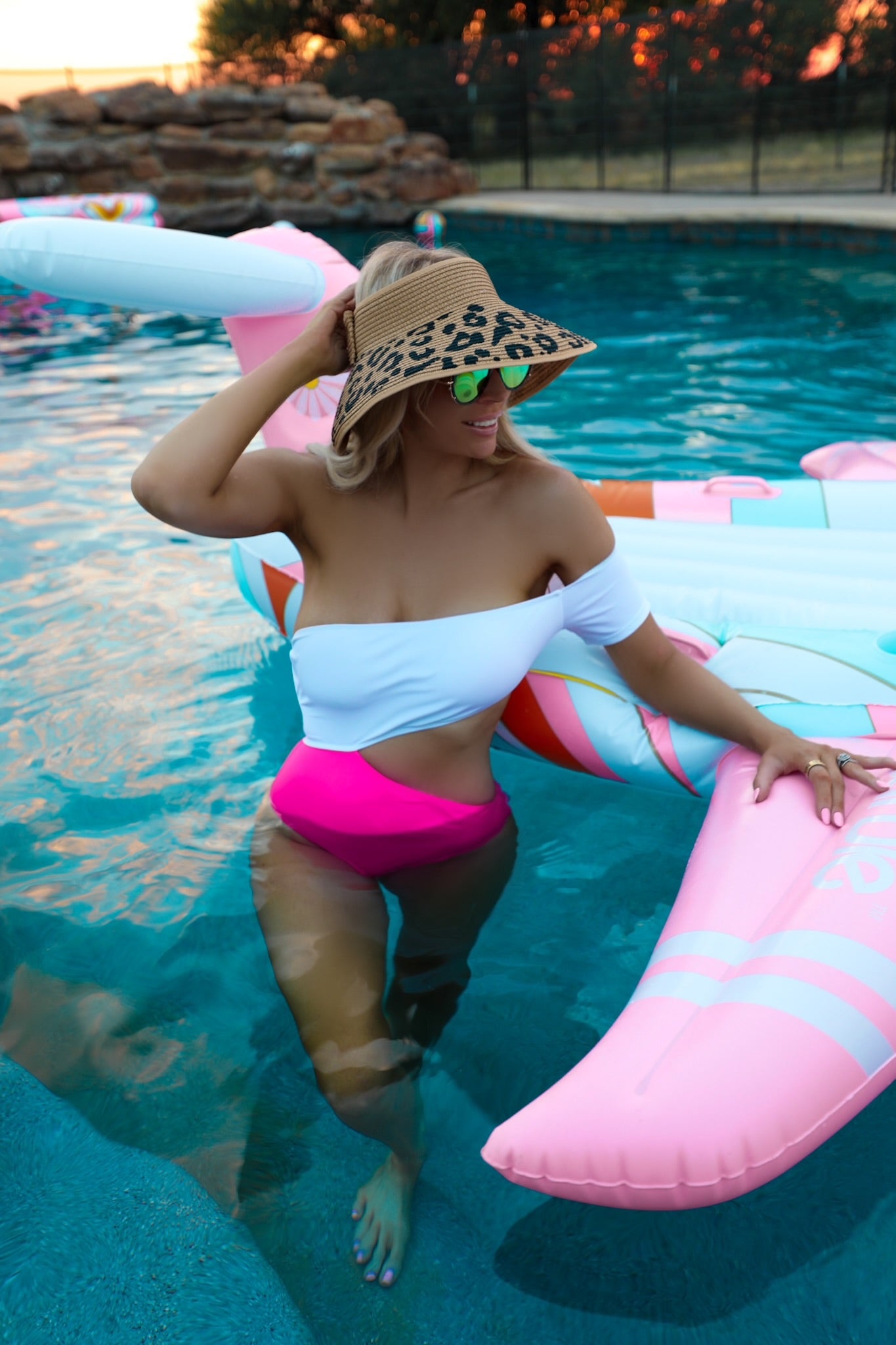 Leopard Straw Visor
