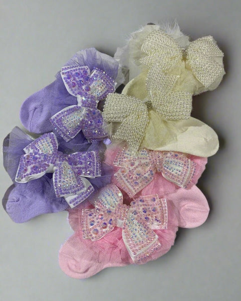 Little Girl Bling Bow Socks