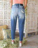 Medium High Waist Heavy Distressed Straight Jeans - The Lace Cactus