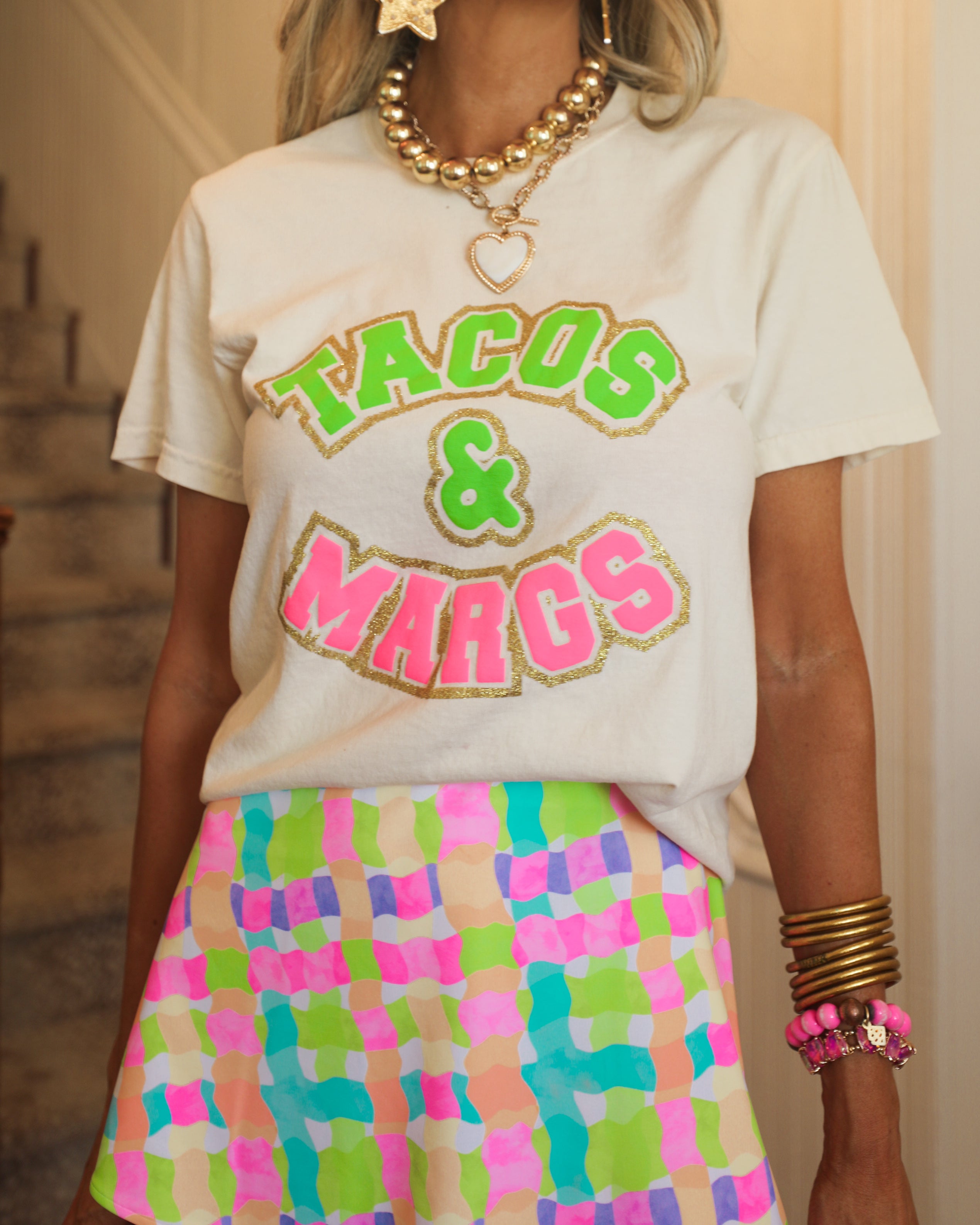 Cream "TACOS & MARGS"  Tee