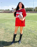 Red Sequin “GAME DAY” Tee - The Lace Cactus