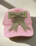 Custom Silver Bow Pink Trucker Hat