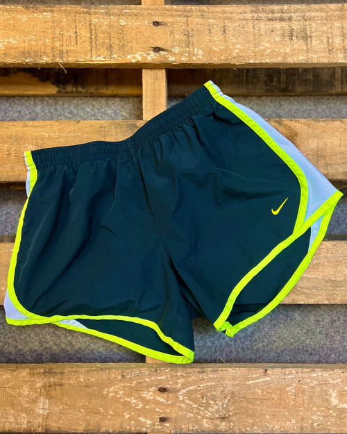 "KC" Nike Youth Charcoal and Highlighter Yellow Shorts- YLarge - The Lace Cactus