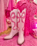 Glenda Bow Boots In Pink