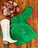 Wrenley Green Plaid Organza Romper