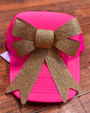 Custom Gold Bow HotPink Trucker Hat