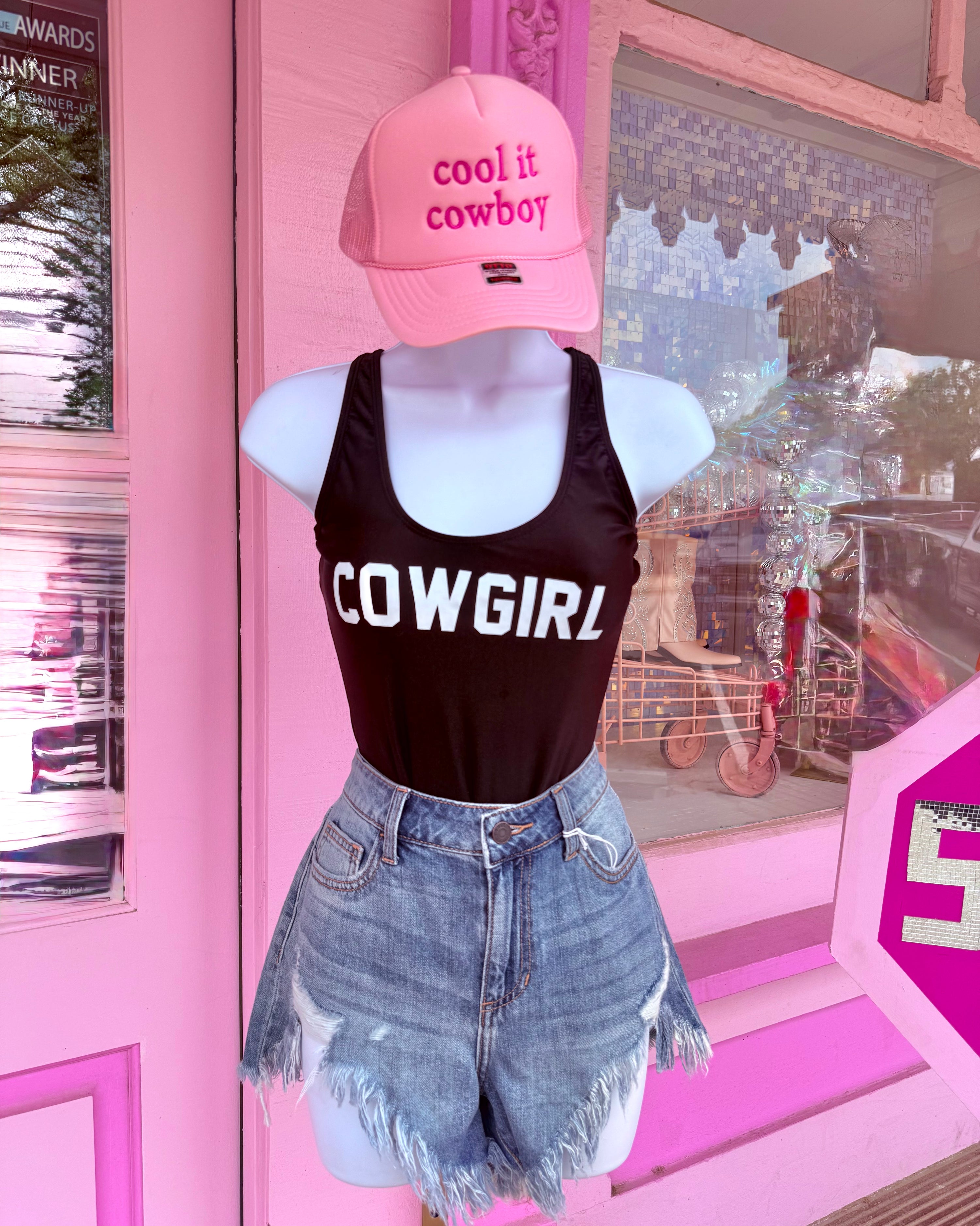 Black "COWGIRL" One Piece Swimsuit