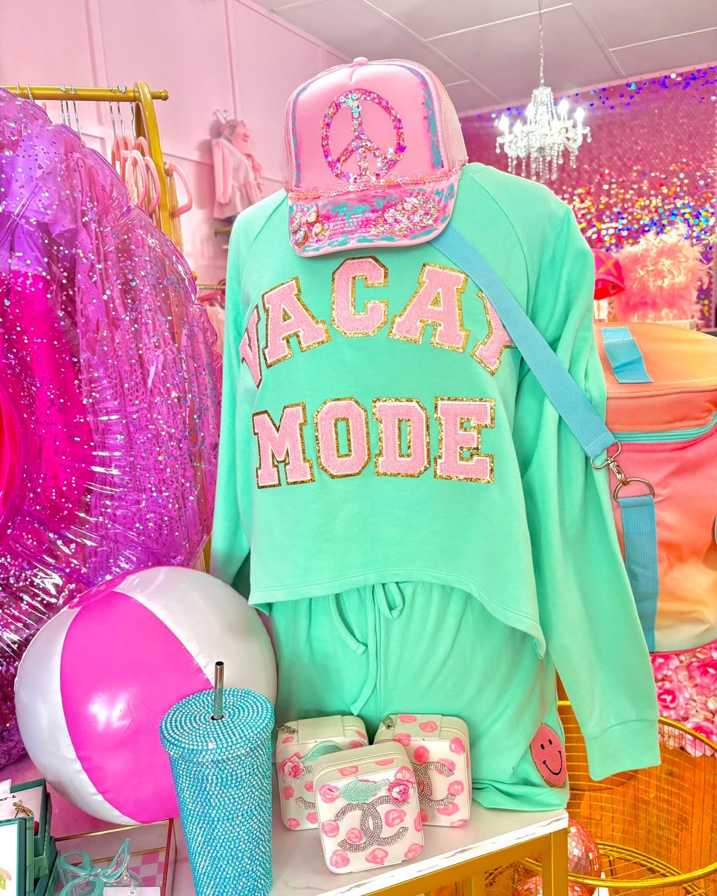 Riley Mint & Pink "VACAY" Short Set