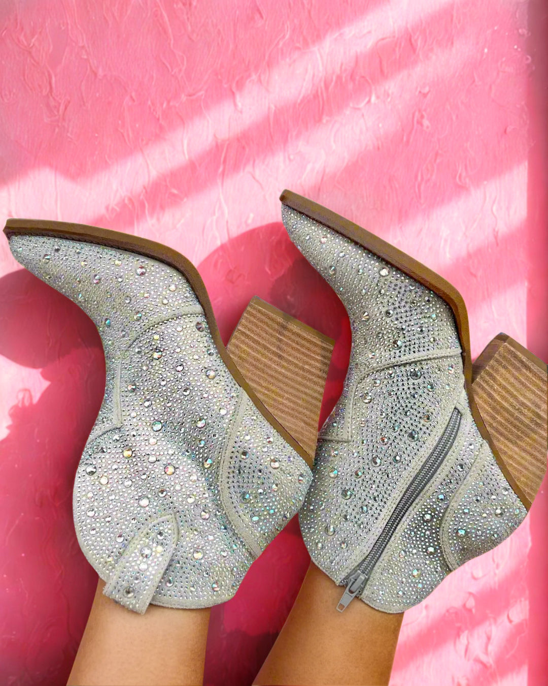 Austin Silver Rhinestone Booties