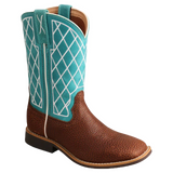 Twisted X Youth Teal Square Toe Boots Size: 5 - The Lace Cactus