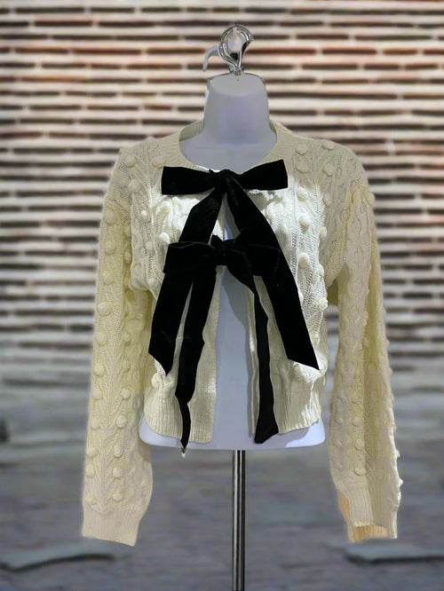 Bow Tie Closure Knit Cardigan