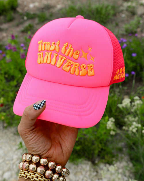 Hot Pink "Trust The Universe" Trucker Hat - The Lace Cactus