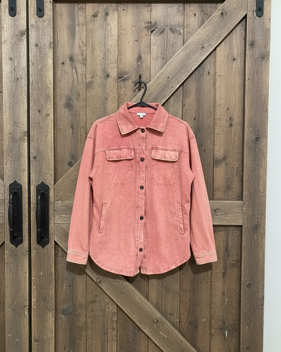 "KC" Rust Mineral Washed Shacket: Small