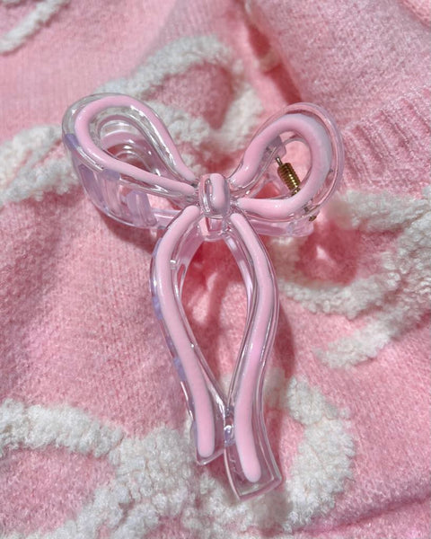 Light Pink Bow Jelly Hair Clips Claws