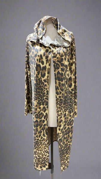 "KC" Hooded Leopard Cardigan: 2XL