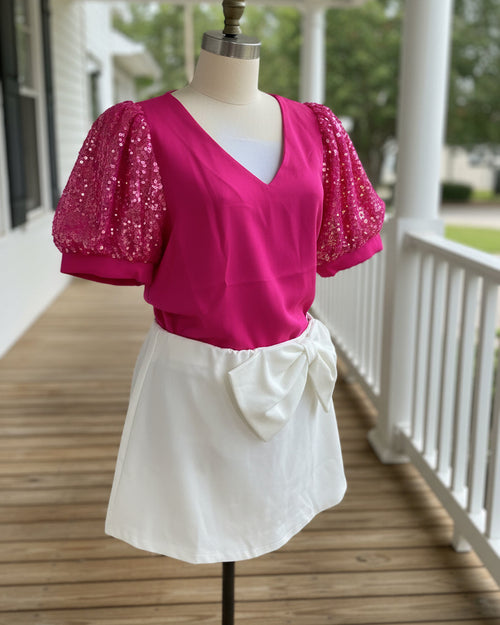 Bow Bliss Coquette Skorts-Ivory