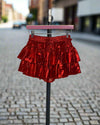 Party Like its Metallic Ruffle Skort-Red