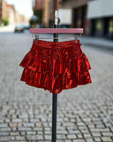 Party Like its Metallic Ruffle Skort-Red