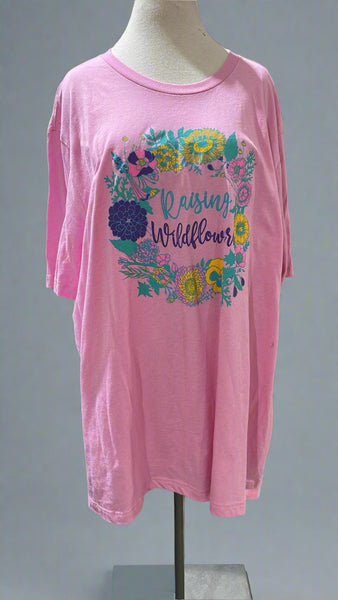 "KC" Pink "Raising Wildflowers" Graphic Tee: 3X