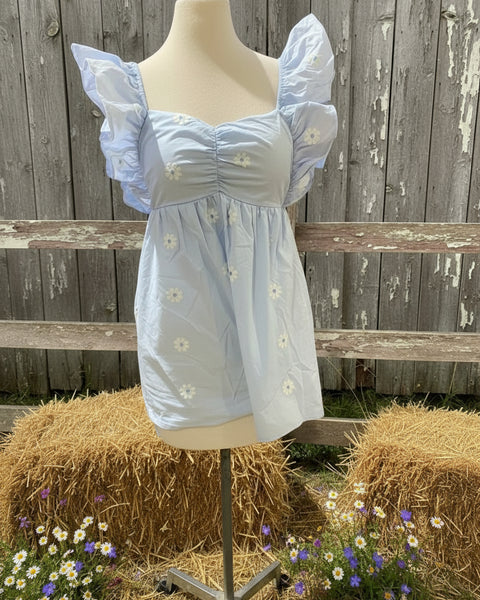 "KC" Genesis Light Blue Babydoll Romper: Large