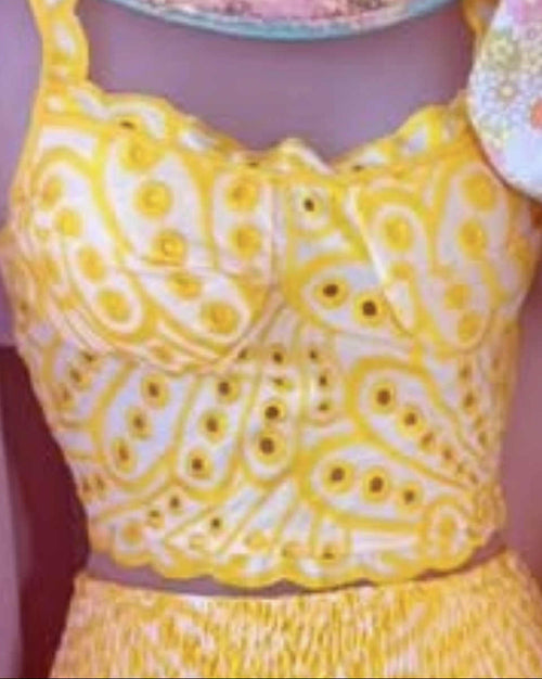 Delilah Yellow Eyelet Lace Crop Top