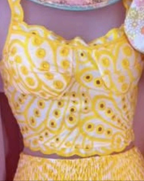 Delilah Yellow Eyelet Lace Crop Top