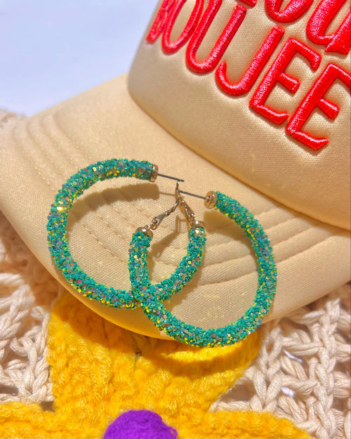 Sassy Green Hoop Earrings