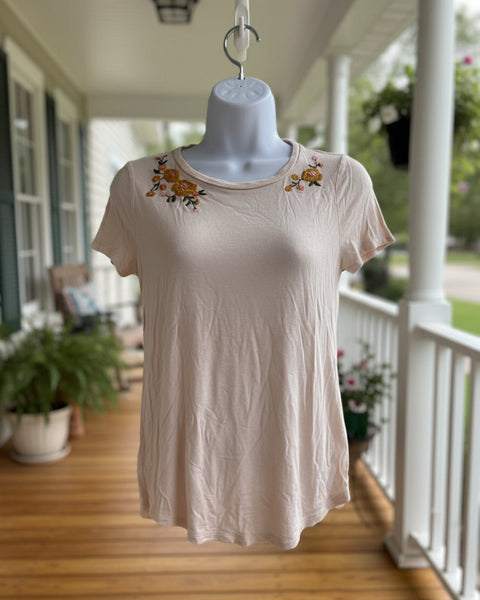 "KC" Pink with Mustard Flower Top-XS