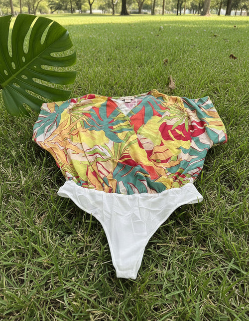 Yellow & Mint Tropical Flowy Bodysuit