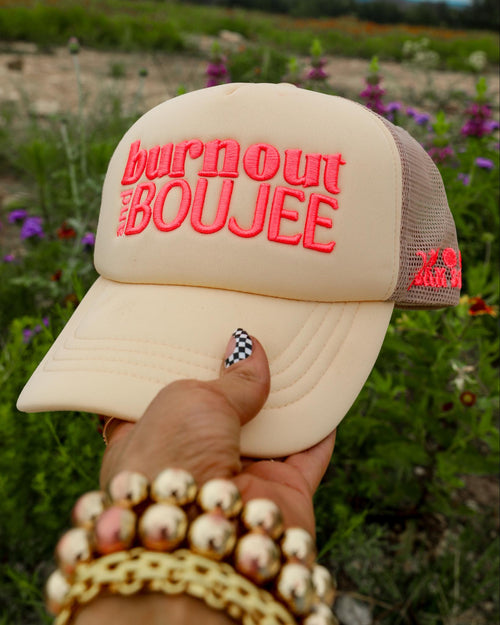 Cream "Burnout Boujee" Trucker Hat - The Lace Cactus