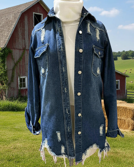 "KC" Winona Off White Fringe Blazer: Small