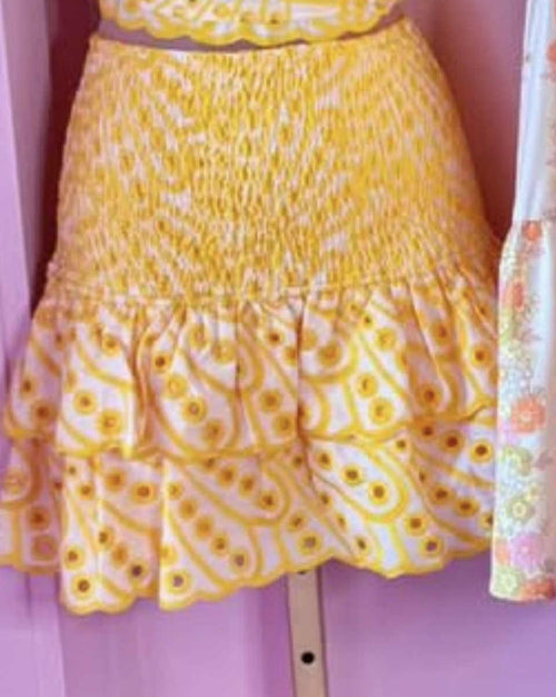 Rosalie Yellow Eyelet Lace Skirt