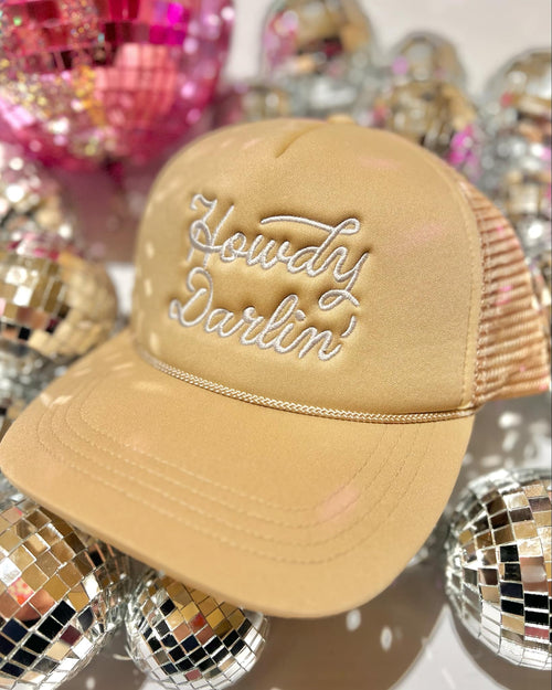 Beige "HOWDY DARLIN" Trucker Hat