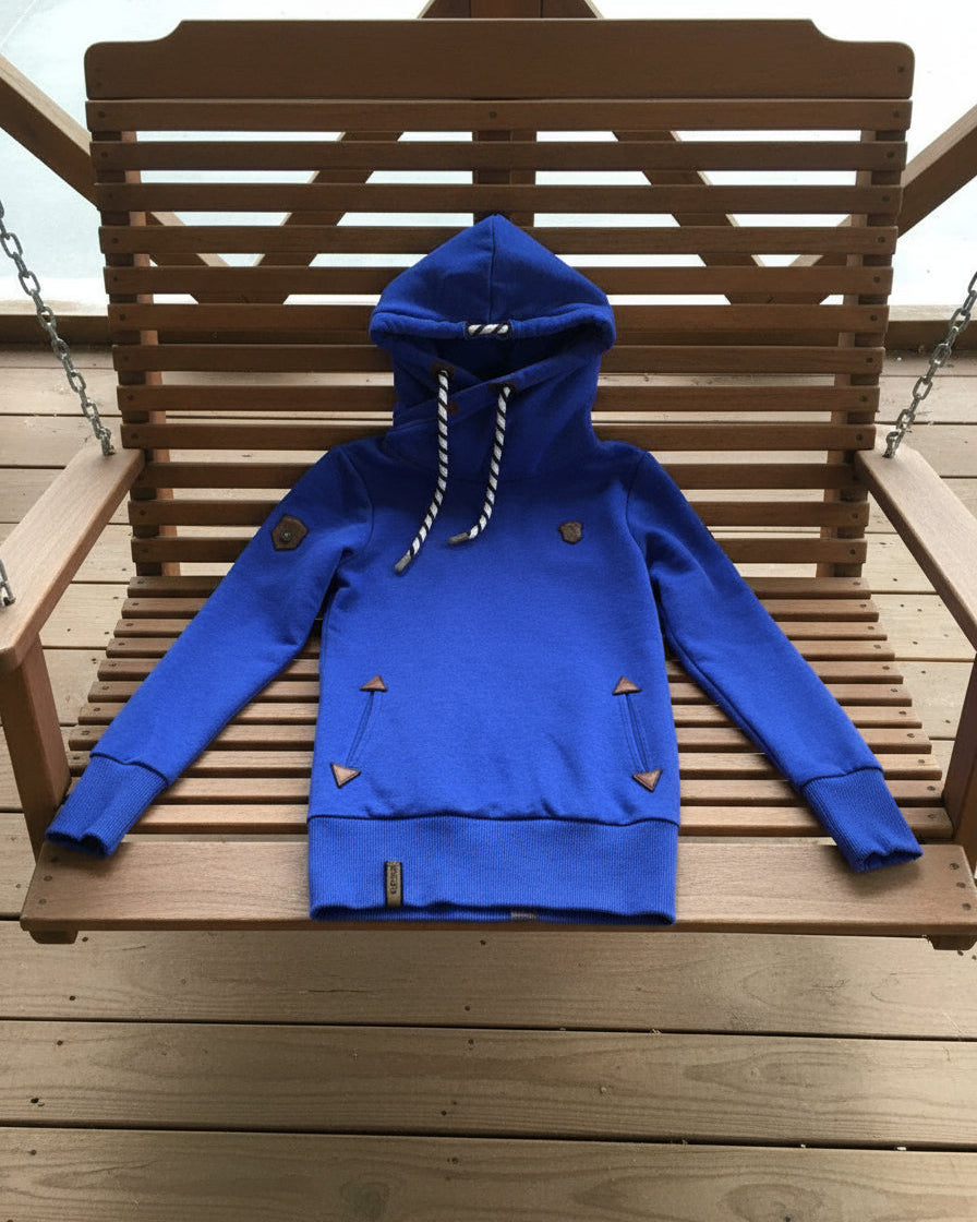 "KC" NAKETANO Blue Cowl Neck Sweatshirt: Small