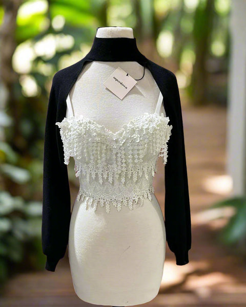 "KC"  Black Mock Neck Shrug: Medium