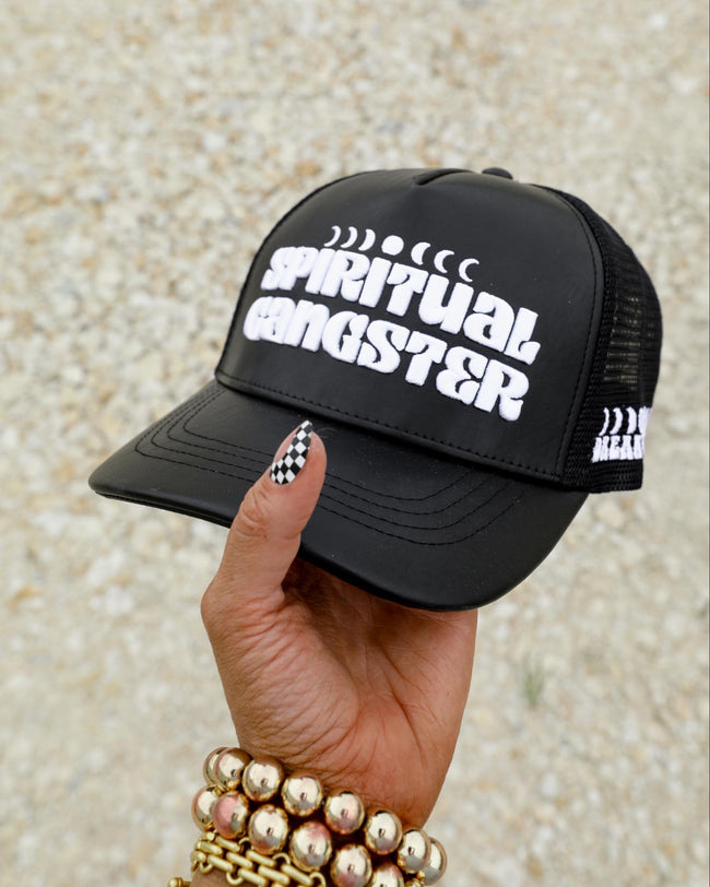 Black "Spiritual Gangster" Trucker Hat - The Lace Cactus