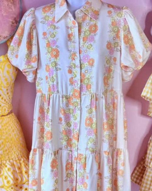 Cream Floral Multi Babydoll Dress