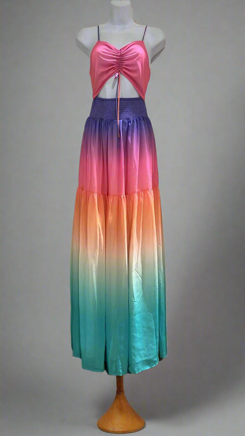 "KC" Vanessa Pink Ombre Maxi Dress: Small