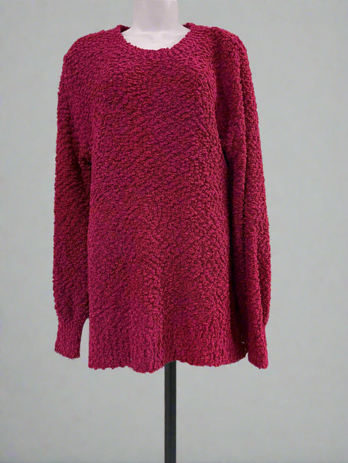 "KC" Fuchsia Popcorn Sweater: Small